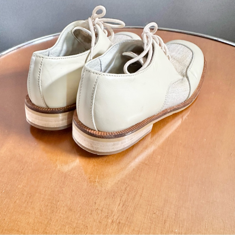 Vintage Shoe Be Doo Children's Cream Leather Lace-Up Shoes Boys 6.5 to 7 - Picture 3 of 13